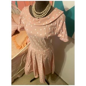 Gowntown pink polkadot retro vintage style dress new with tags